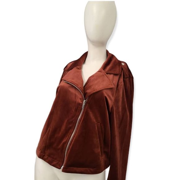 Lauren Conrad Chic Burghandy Faux Suede Moto Jacket large - Picture 4 of 10